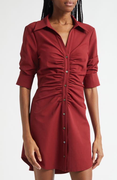 Cinq À Sept Elina Gathered Shirtdress In Red