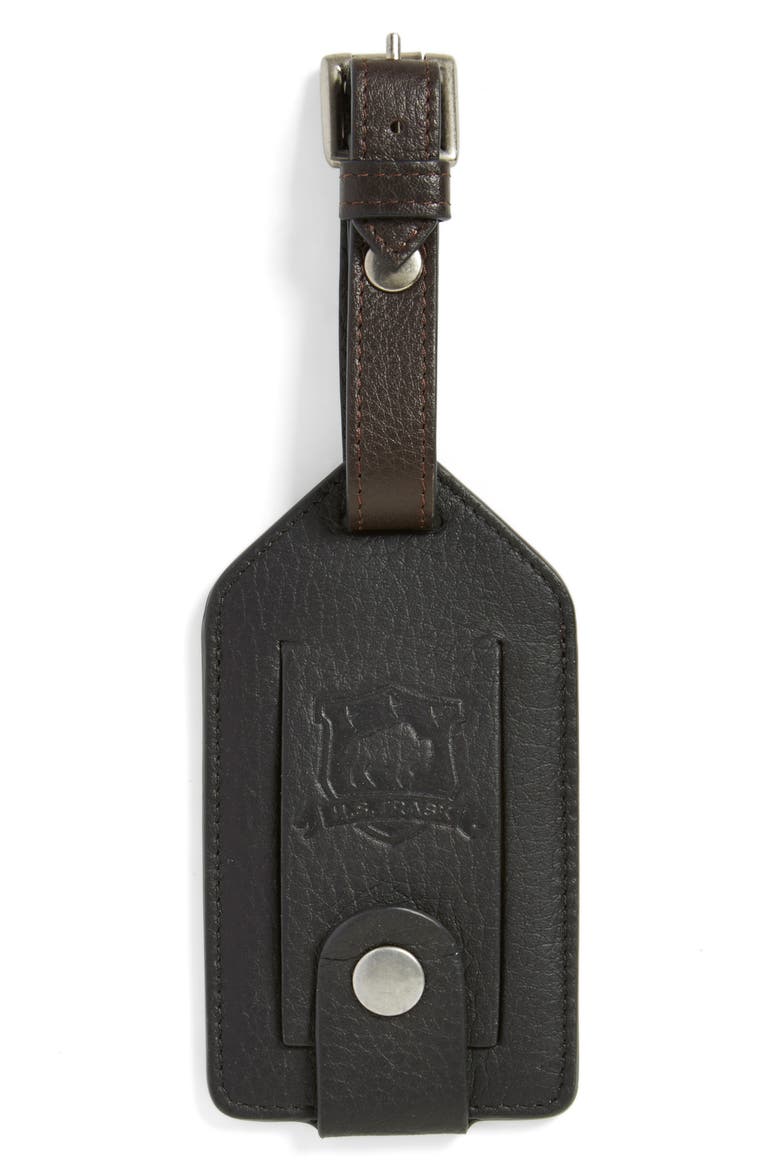 Jackson Norwegian Elk Leather Luggage Tag, Alternate, color, BLACK NORWEGIAN ELK