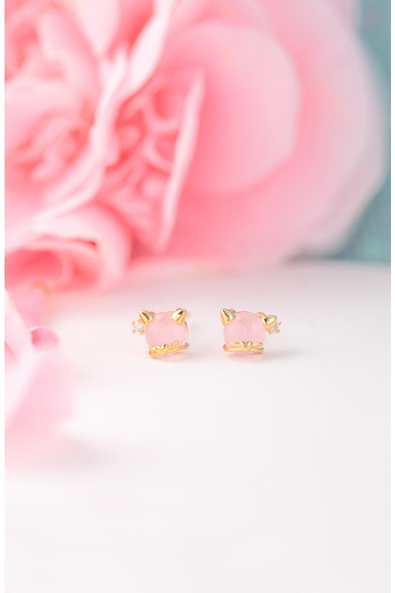 Kitty Kat Stud Earrings, Alternate, color, GOLD