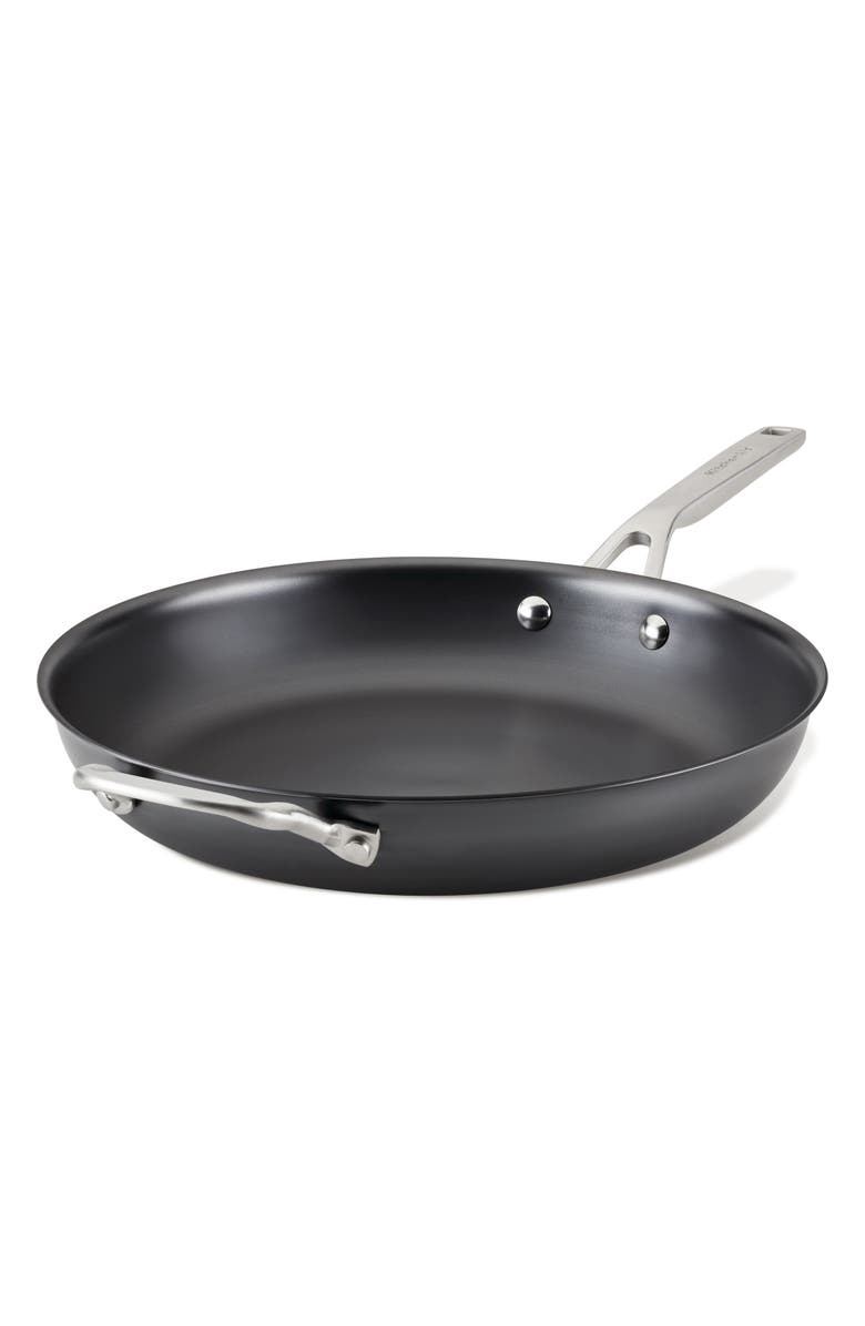 KITCHENAID Nitro Carbon Steel 12-Inch Fry Pan with Helper Handle, Main, color, Gray