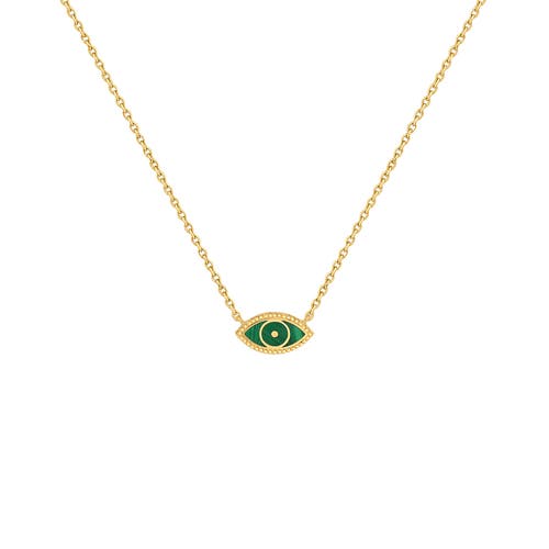 Karma And Luck Future Visions Evil Eye Malachite Gold Necklace In Gold/green
