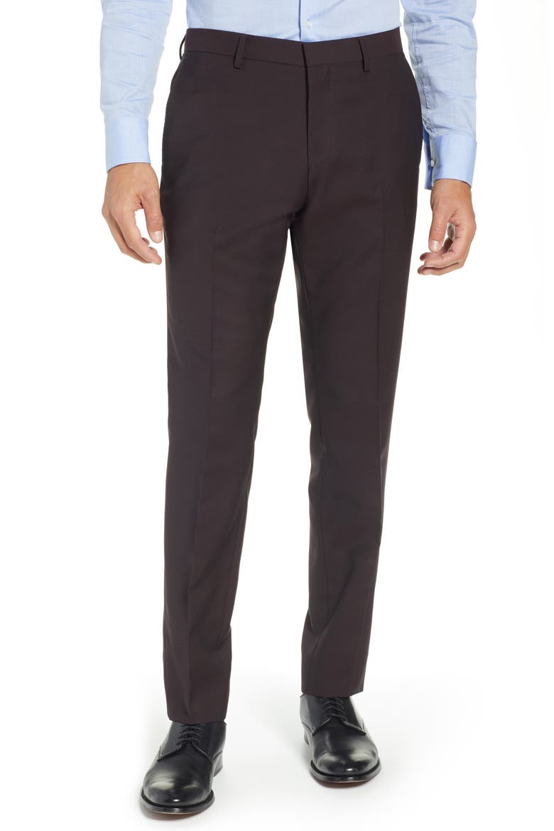 Button Front Tall Twill Slim Straight Trousers, Main, color, BLUE