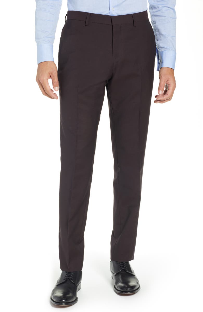 Ted Baker London Button Front Tall Twill Slim Straight Trousers, Main, color,
