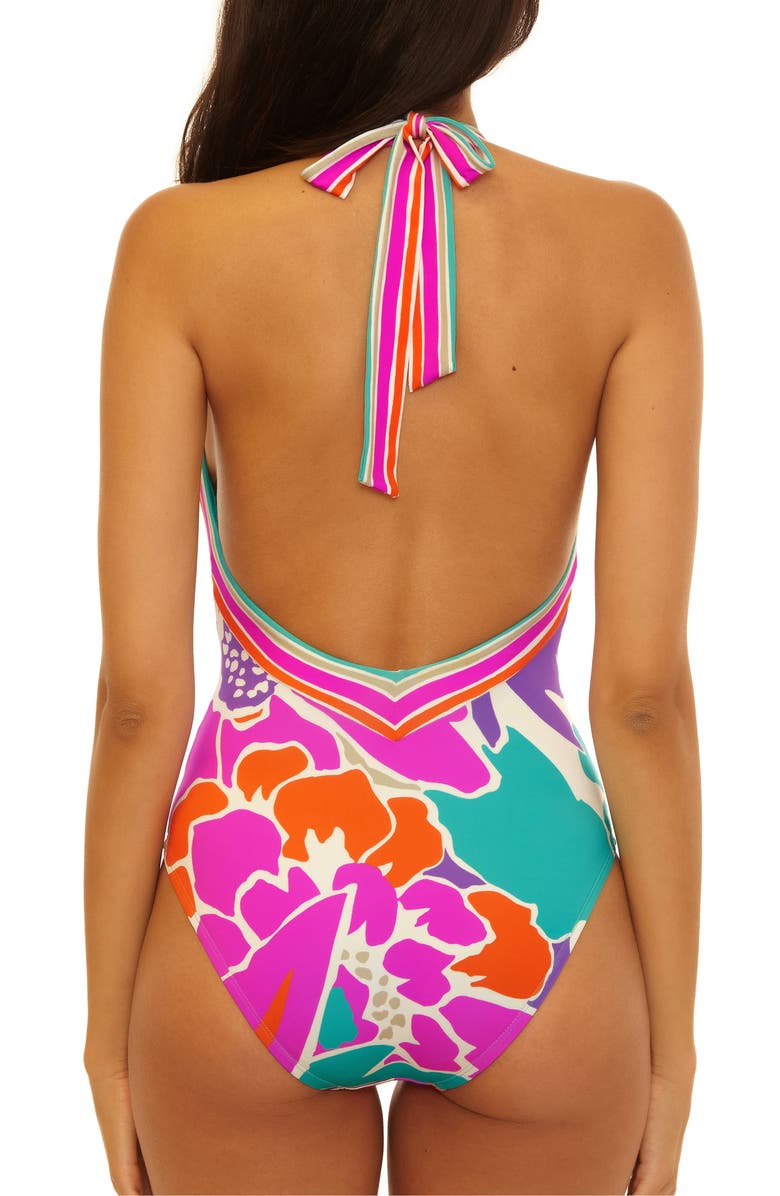 Trina Turk Plunge One-Piece Swimsuit, Alternate, color, Amalfi