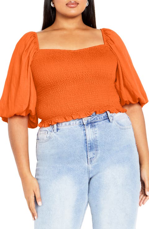 Chrysie Smocked Crop Top (Plus)