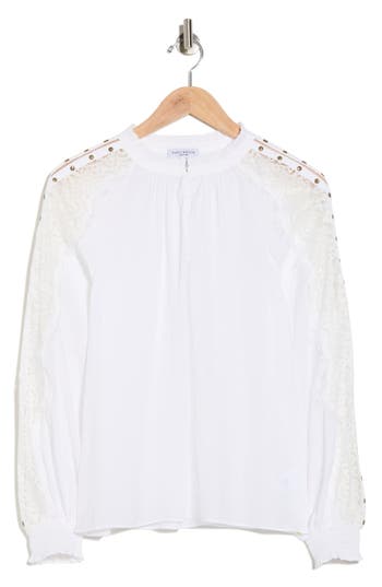 Ramy Brook Agatha Lace Trim Top In White