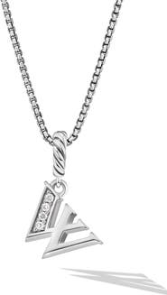 David Yurman Pavé Initial Pendant Necklace in Sterling Silver with Diamond