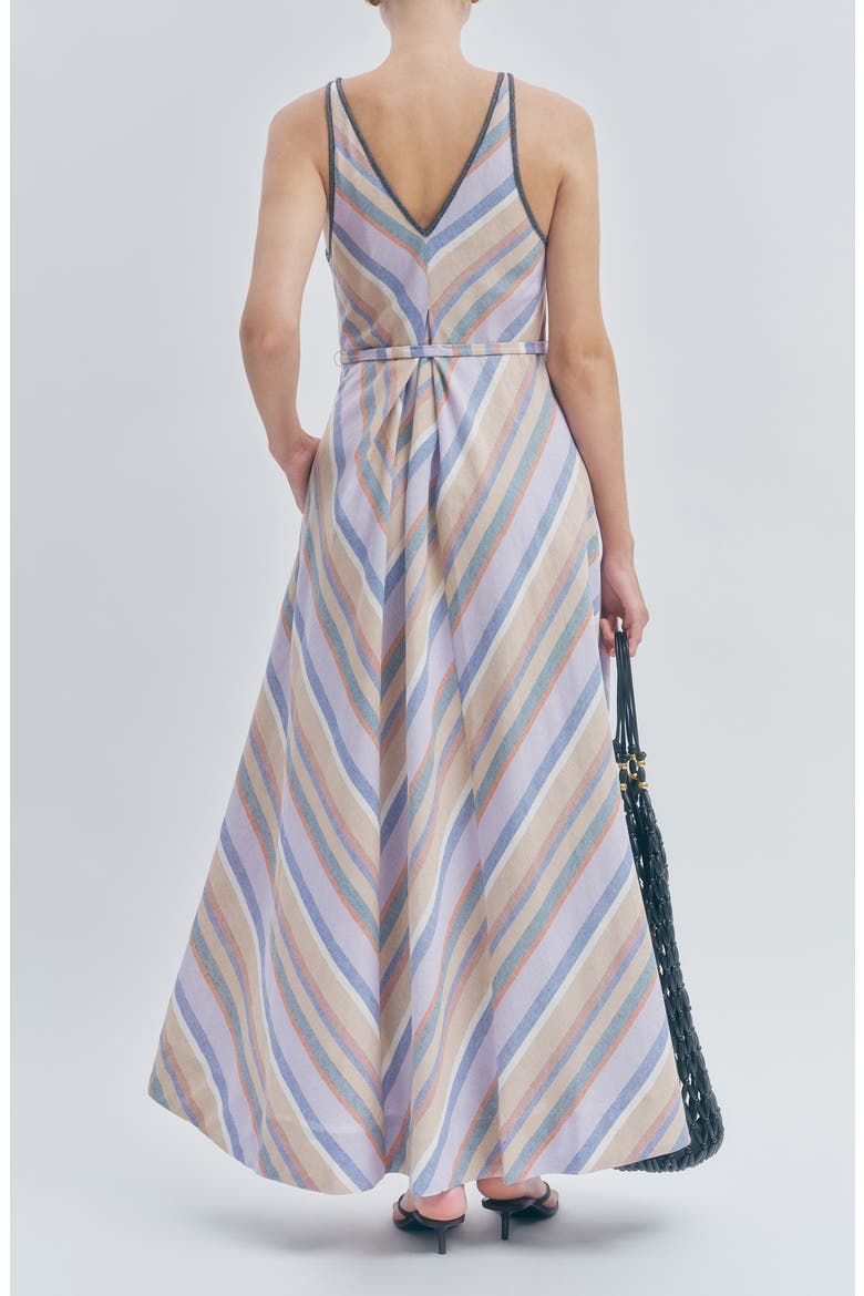 Margie Diagonal Stripe Cotton & Linen Maxi Dress, Alternate, color, LAVENDER STRIPE