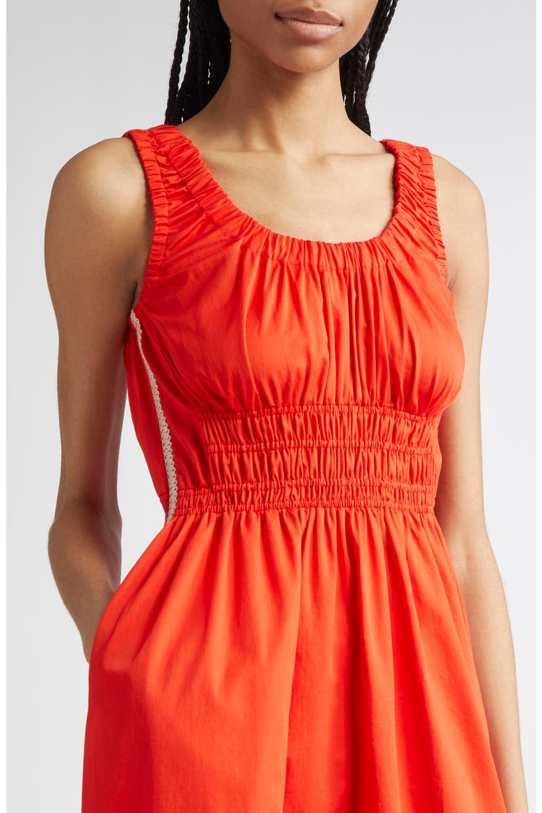 Anouk Smock Waist Cotton Dress, Alternate, color, RED