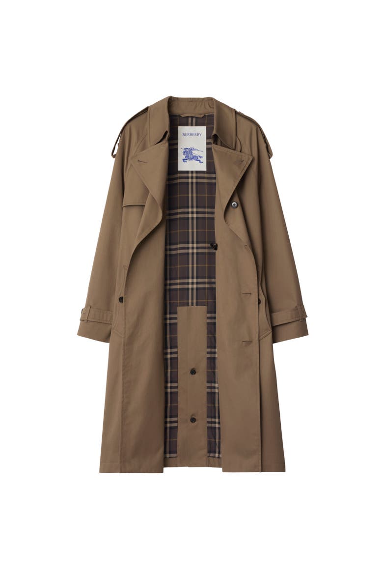 Long Gabardine Chestwood Trench Coat, Alternate, color, Clay brown