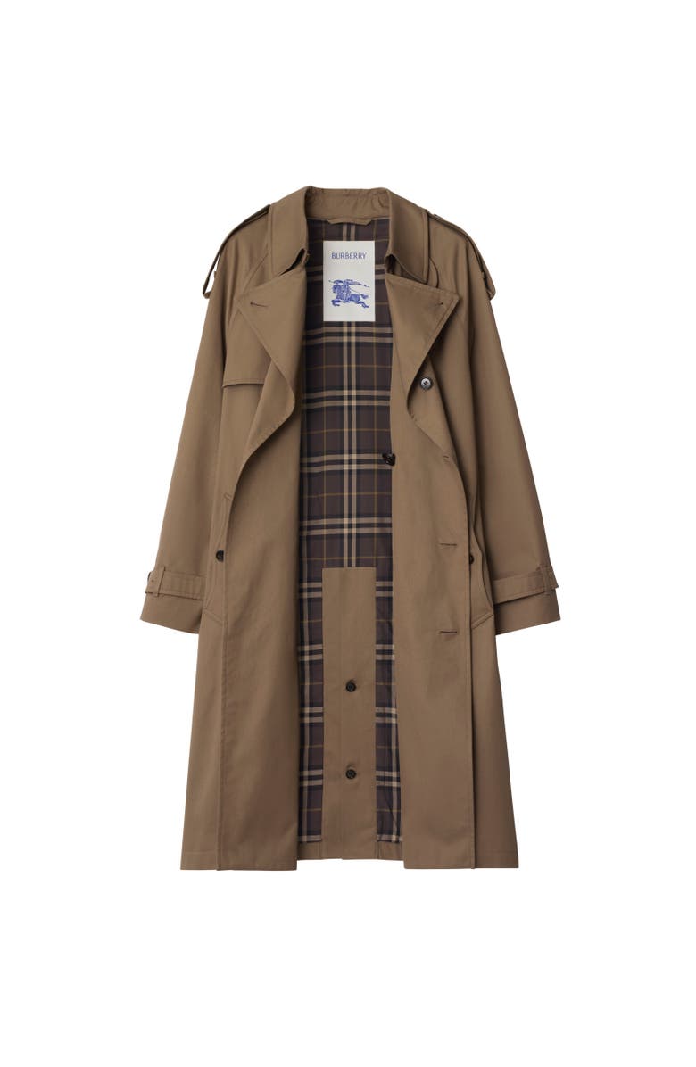 Burberry Long Gabardine Chestwood Trench Coat, Alternate, color, Clay Brown
