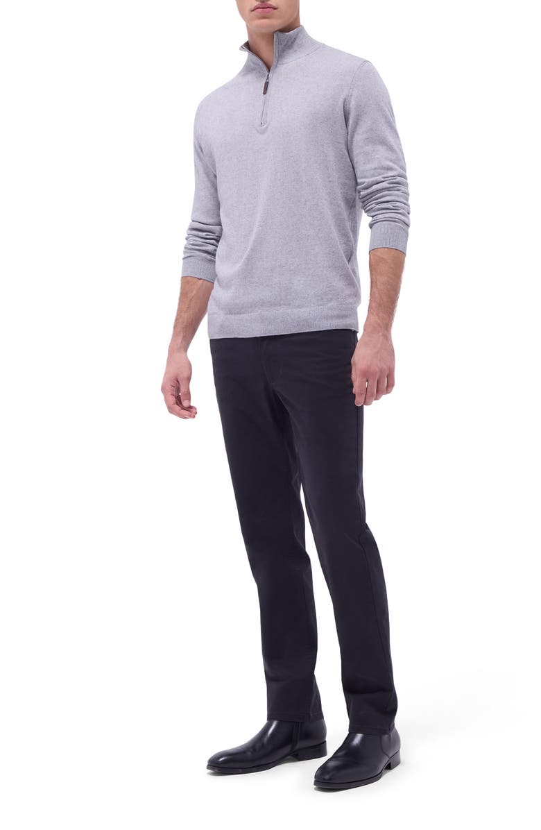 Bugatchi Quarter Zip Cotton & Cashmere Pullover, Alternate, color, Platinum