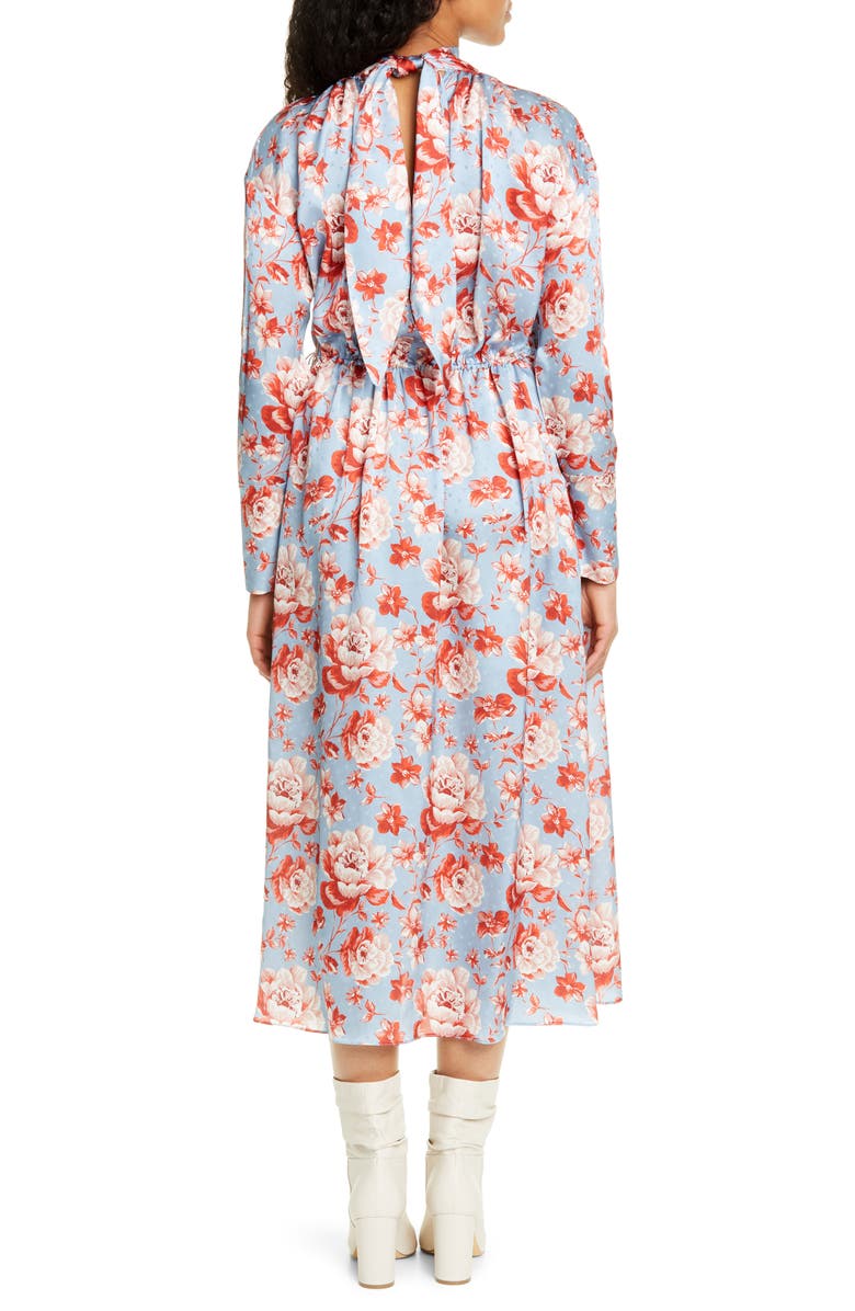 Magda Butrym Viseu Floral Print Silk Jacquard Midi Dress, Alternate, color, 