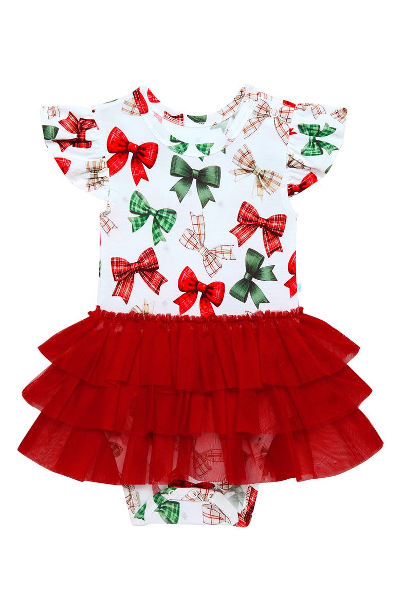 Posh Peanut Ruffle Skirted Bodysuit, Main, color, White