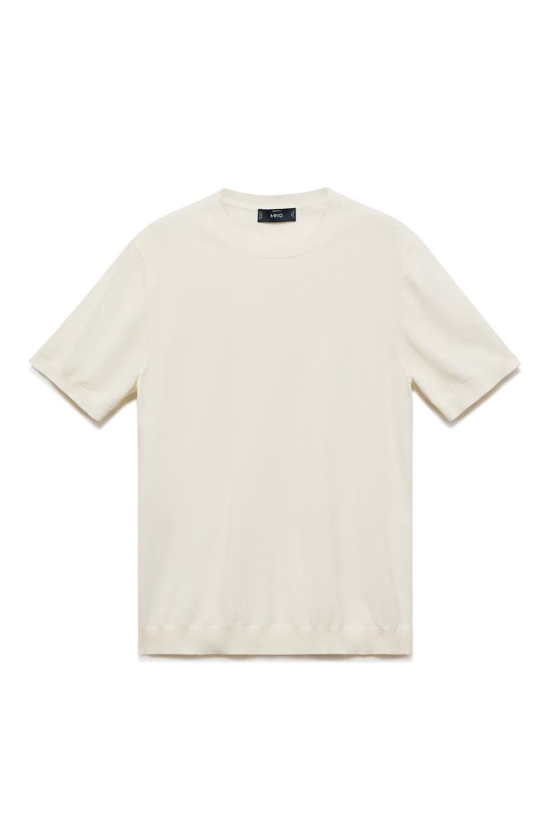 Short Sleeve Cotton Crewneck Sweater, Alternate, color, OFF WHITE