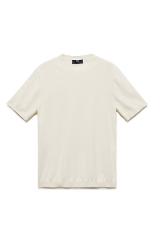 Mango Short Sleeve Cotton Crewneck Sweater In White