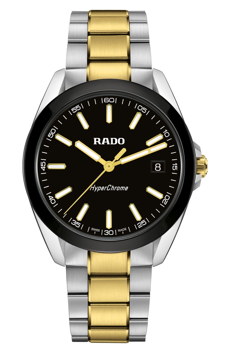 RADO HyperChrome Bracelet Watch, 41.5mm, Main, color, Black