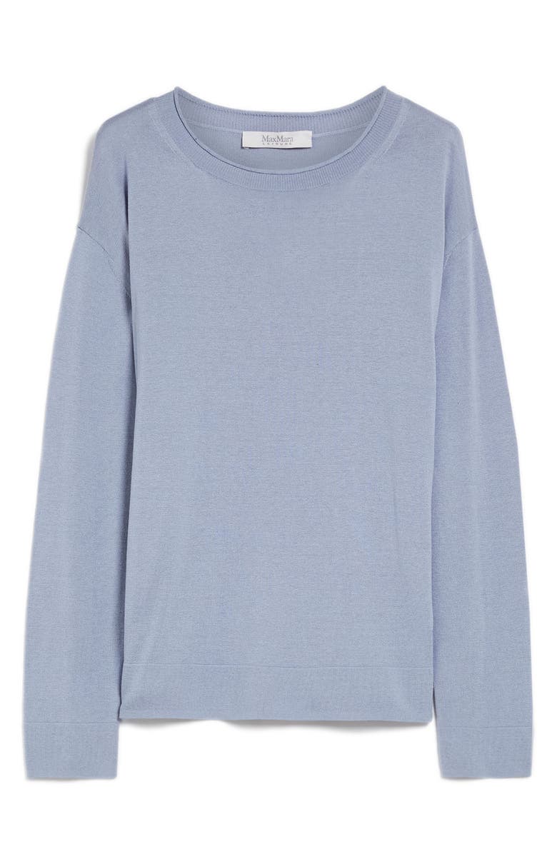 Max Mara Leisure Pensile Crewneck Silk & Cotton Sweater, Alternate, color, Light Blue