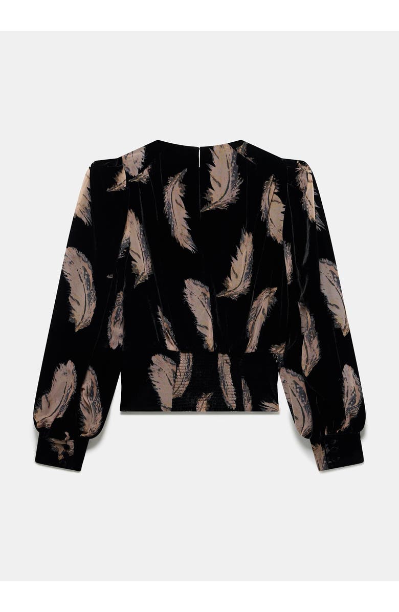 MINT VELVET Velvet Feather Print Top, Alternate, color, Black