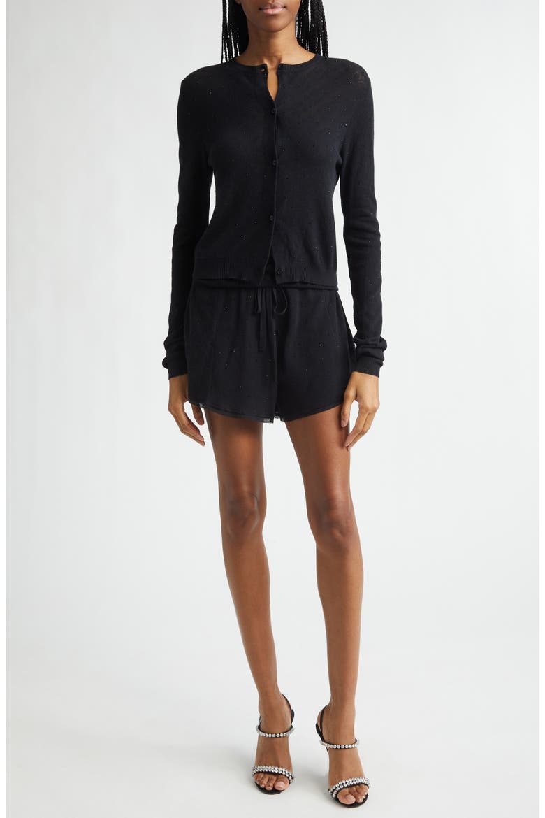 Girly Crystal Rib Cotton Cardigan, Alternate, color, BLACK