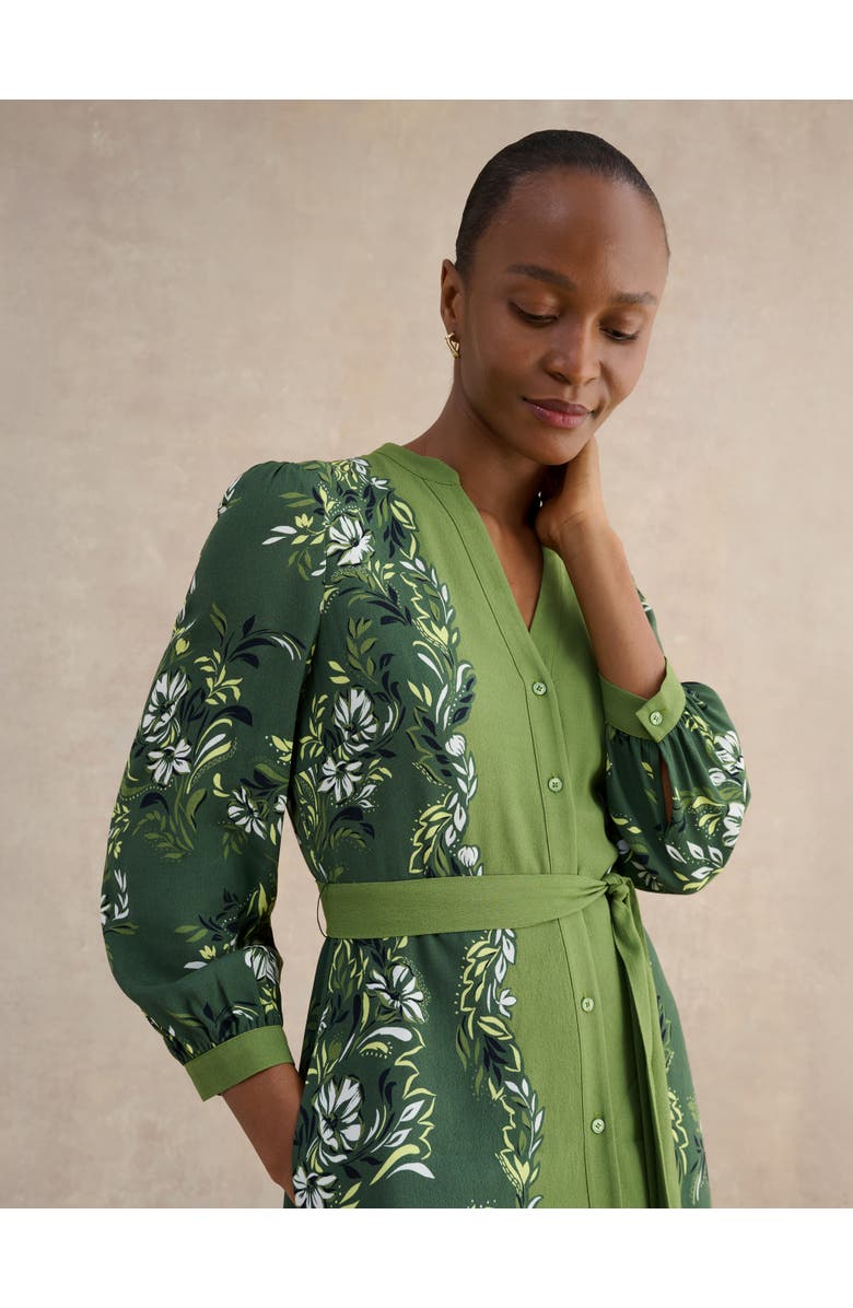 HOBBS LONDON Apolline Printed V-Neck Midi Shirt Dress, Alternate, color, Green Multi