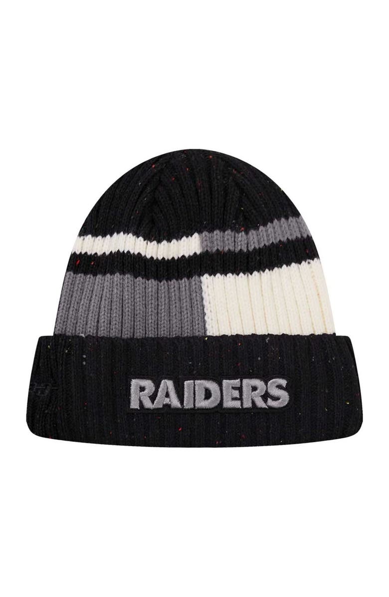 PRO STANDARD Men's Pro Standard Black/White Las Vegas Raiders Speckled Cuffed Knit Hat, Alternate, color, Black