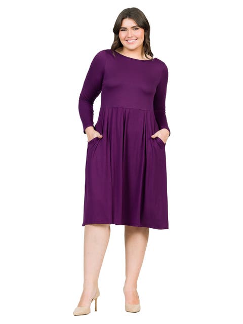 Long Sleeve Fit and Flare Midi Dress