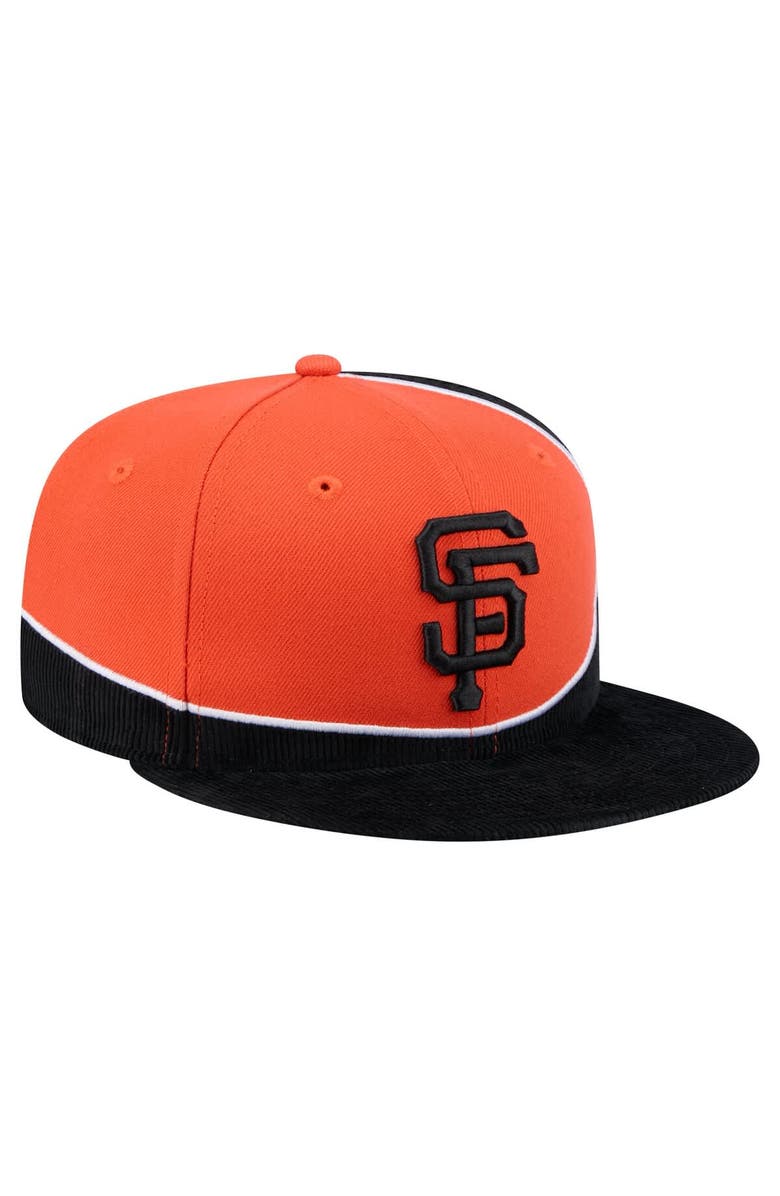 New Era Men's New Era Black/Orange San Francisco Giants Retro Split Corduroy Snapback Hat, Alternate, color, Black