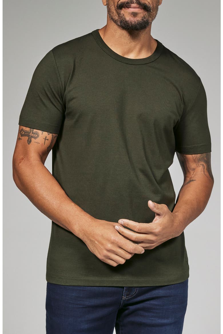 Stretch Cotton & Modal Performance Crewneck T-Shirt, Main, color, DARK OLIVE