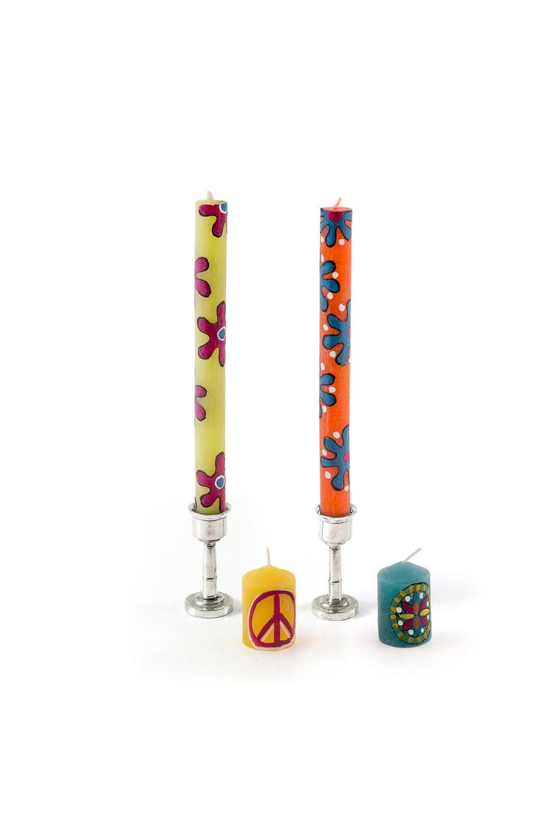 Hippie Painted Candles - Set of 6, Alternate, color, Hippie - 2"