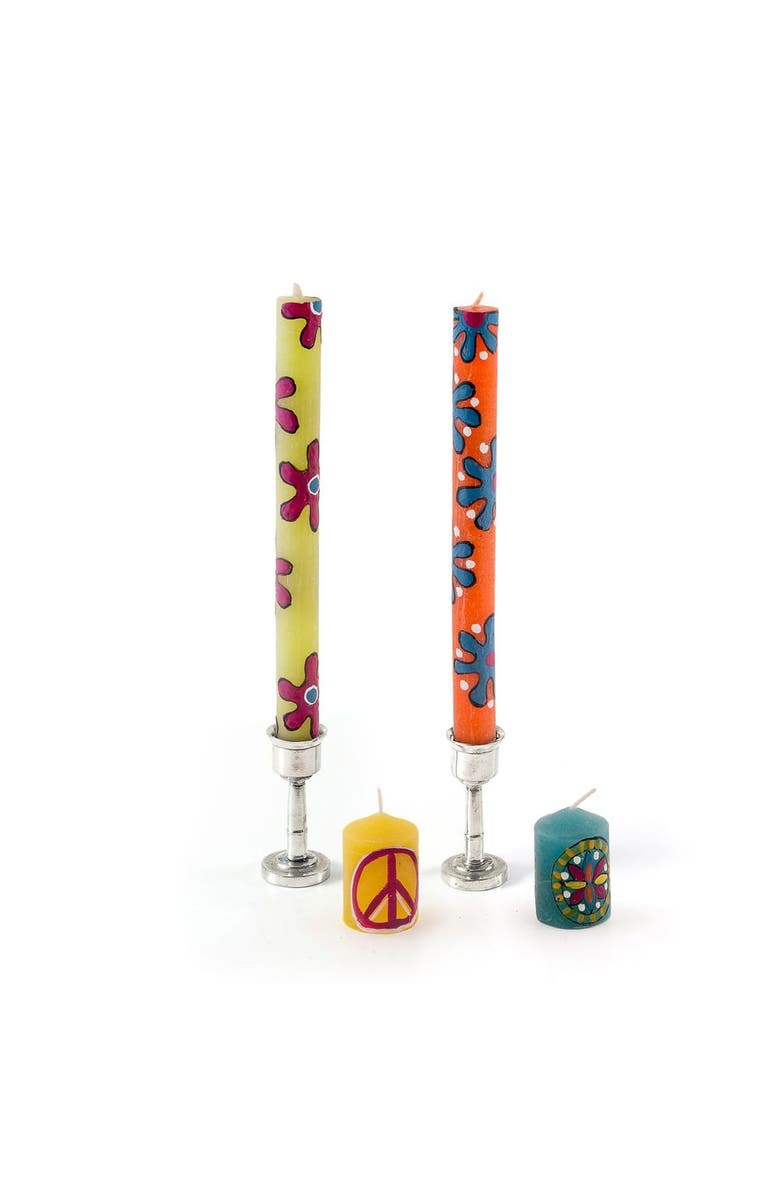 Thumbprint Artifacts Hippie Painted Candles - Set of 6, Alternate, color, Hippie - 2"