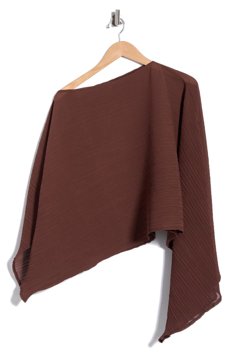 Off-the-Shouldered Asymmetric Poncho Top, Main, color, BROWN