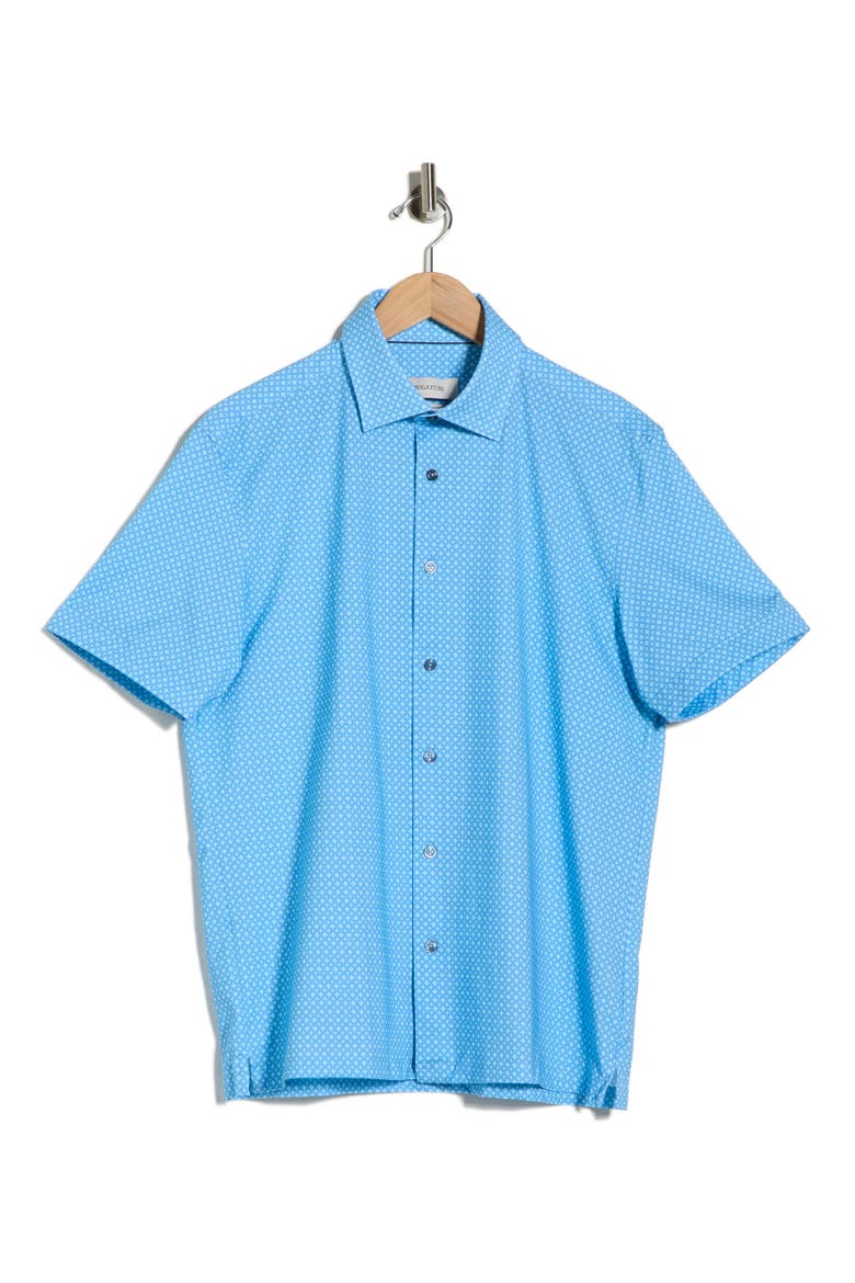 Short Sleeve Woven Shirt, Main, color, TURQUOISE