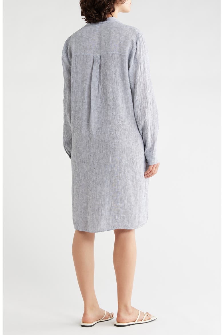 Stripe Long Sleeve Organic Linen Shirtdress, Alternate, color, INK