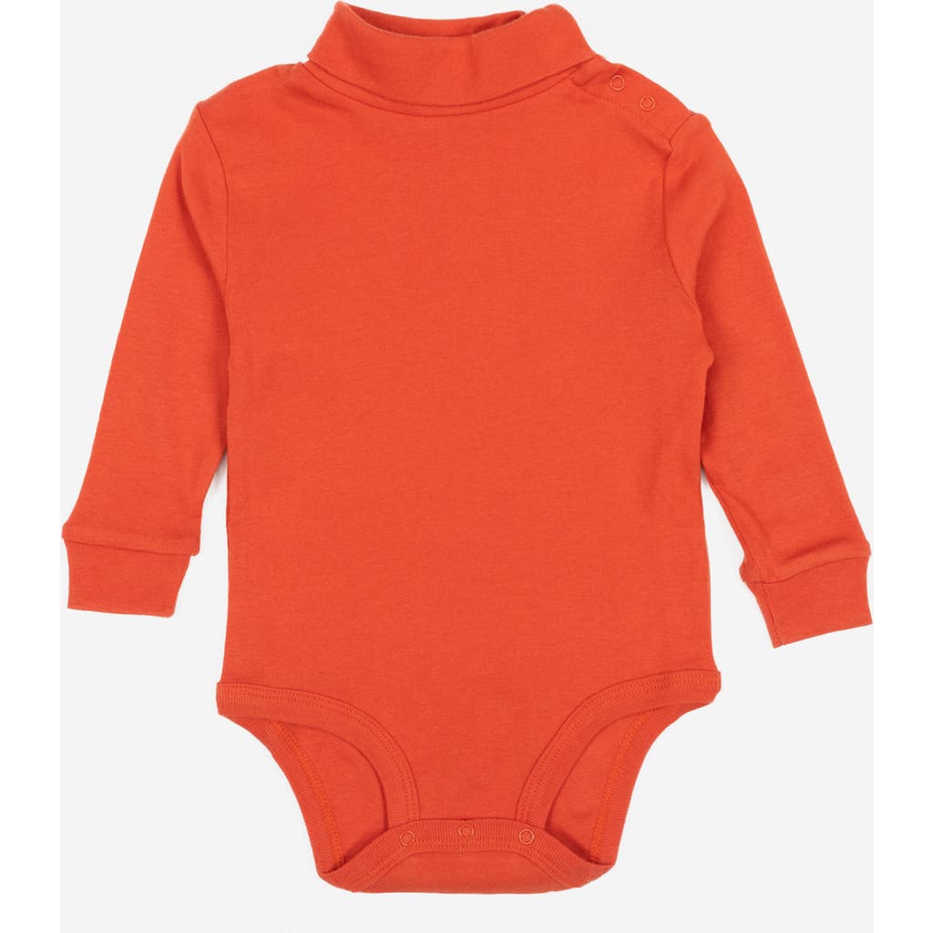 Leveret Baby Turtleneck Bodysuit, Cotton Long Sleeve In Orange