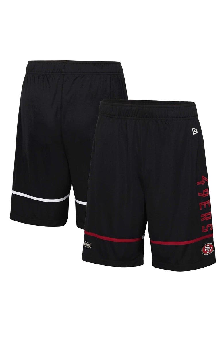 Men's New Era Black San Francisco 49ers Combine Authentic Rusher Training Shorts, Main, color, Black