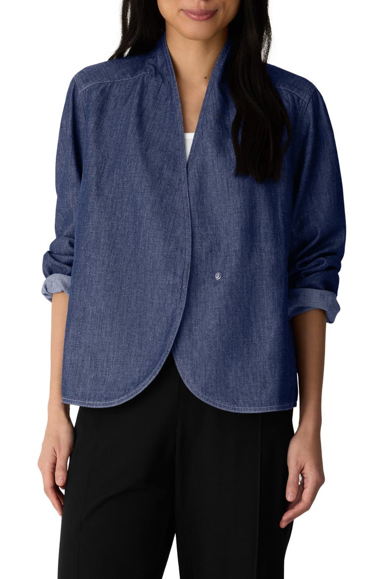 Organic Cotton Curved Front Jacket, Main, color, DARK INDIGO