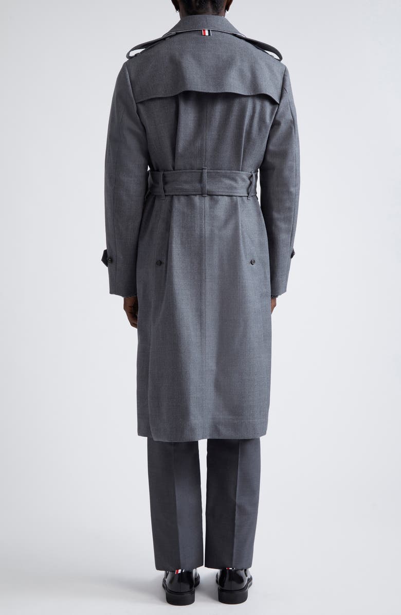 Thom Browne Unstructured Wool Blend Twill Trench Coat, Alternate, color, Medium Grey
