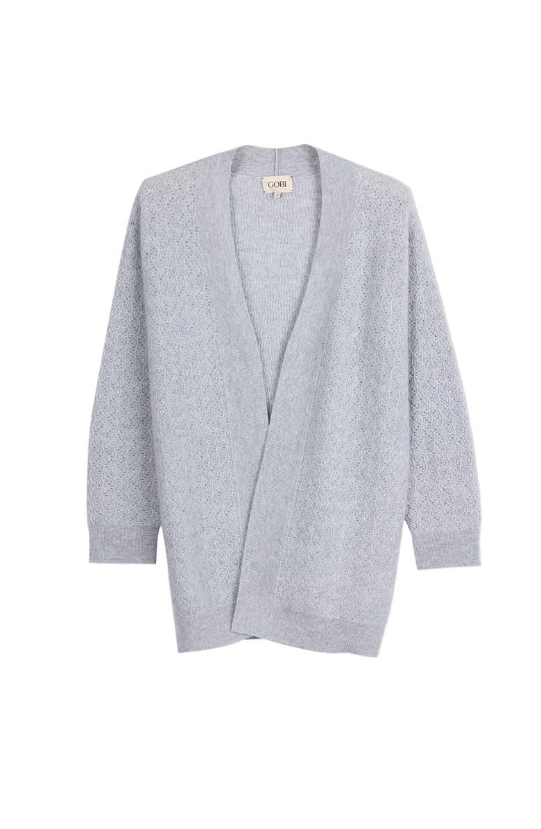 Gobi Cashmere Ajour Knit Open front Cardigan, Main, color, High Rise