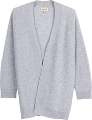 Gobi Cashmere Ajour Knit Open front Cardigan