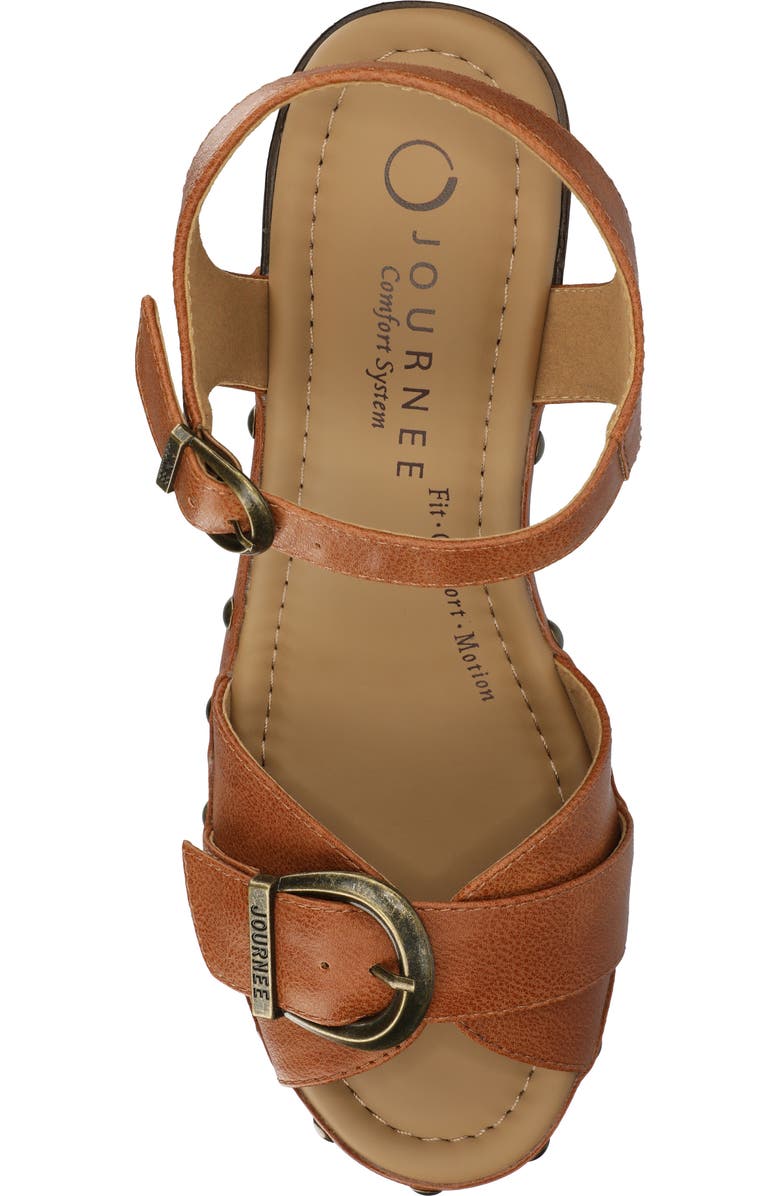Journee Collection Sisilia Ankle Strap Platform Sandal, Alternate, color, Cognac