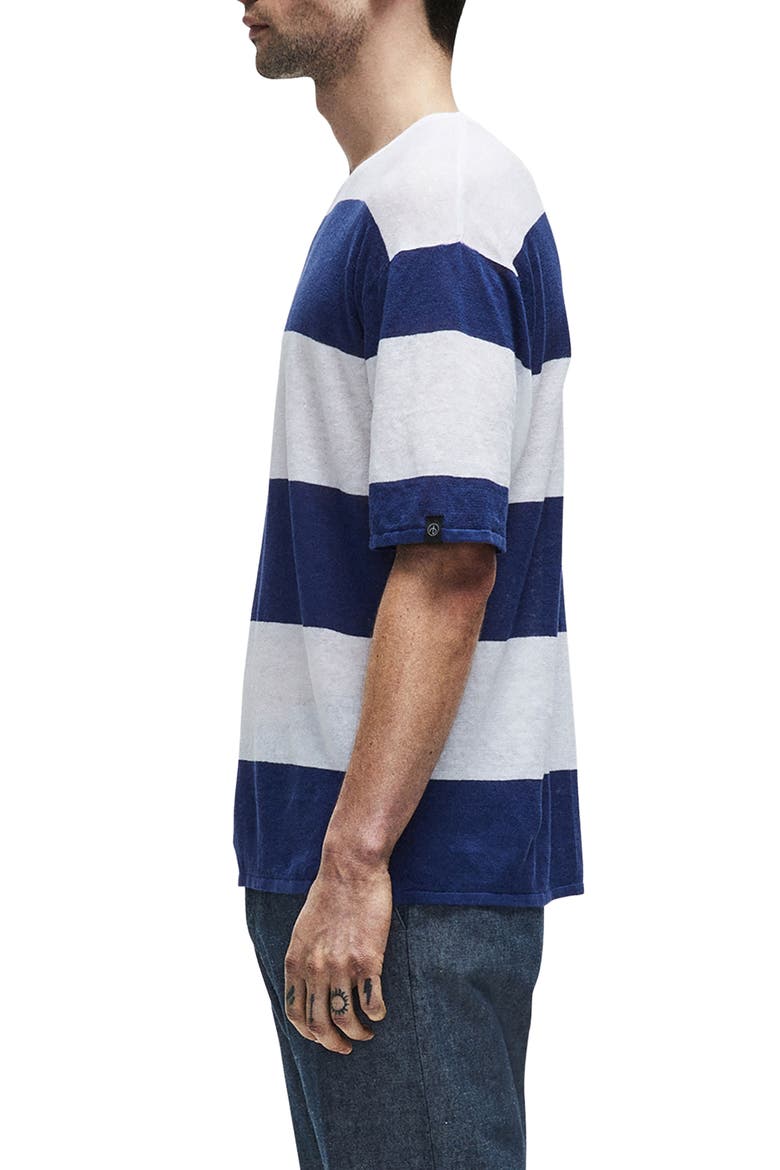 Kerwin Oversize Stripe Linen T-Shirt, Alternate, color, BLUE STRIPE