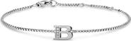 David Yurman Petite Pavé Initial Chain Bracelet in Sterling Silver with Diamonds