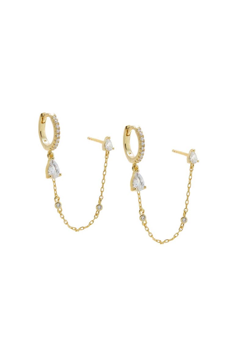 CZ Marquise & Teardrop Huggie Earring, Main, color, Gold