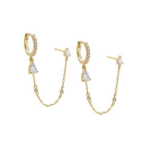 CZ Marquise & Teardrop Huggie Earring