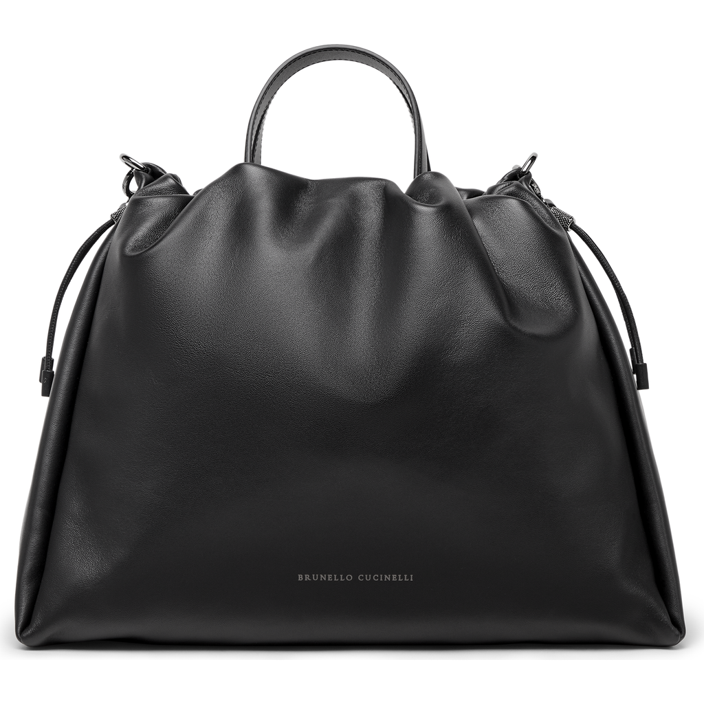 BRUNELLO CUCINELLI BRUNELLO CUCINELLI LARGE SOFT LEATHER MELLOW SHOPPER BAG