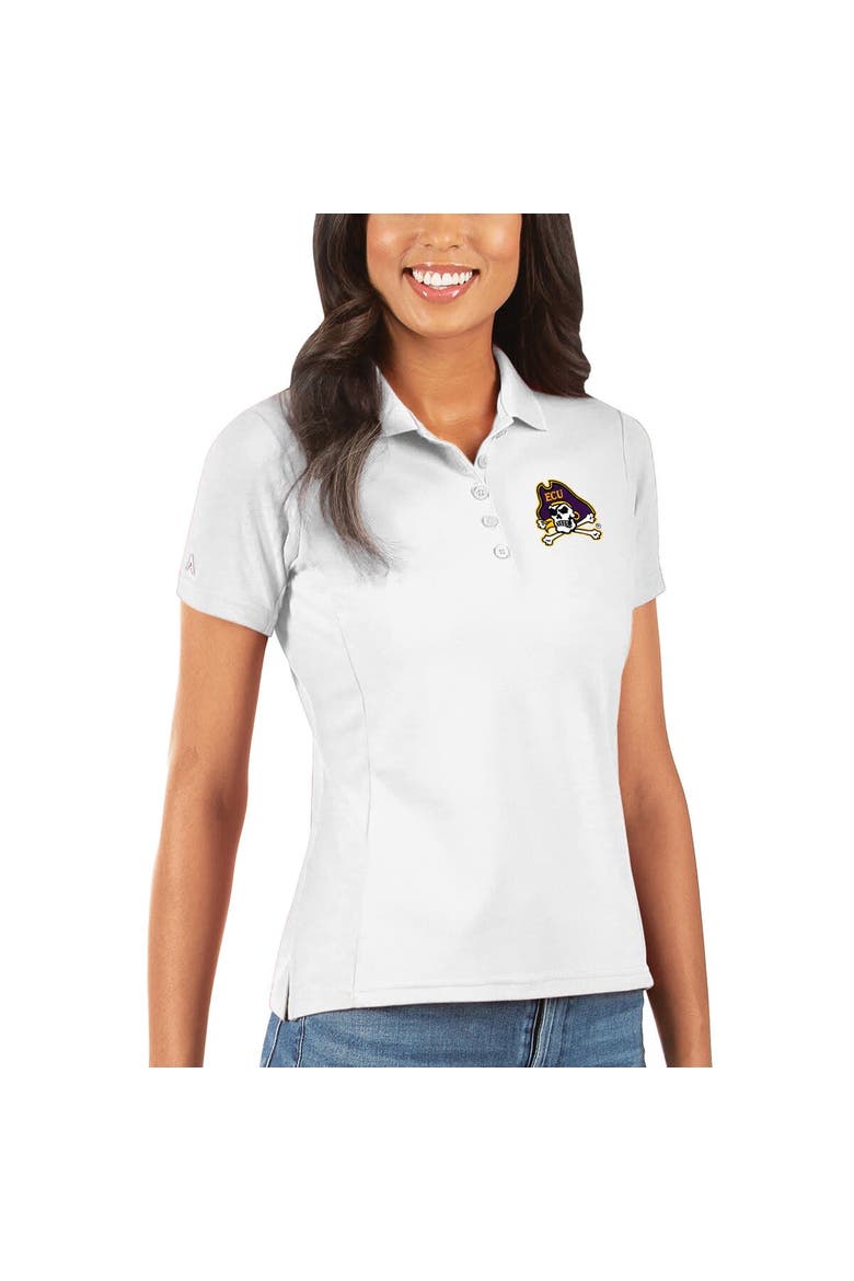Women's Antigua White ECU Pirates Legacy Pique Polo, Alternate, color, White