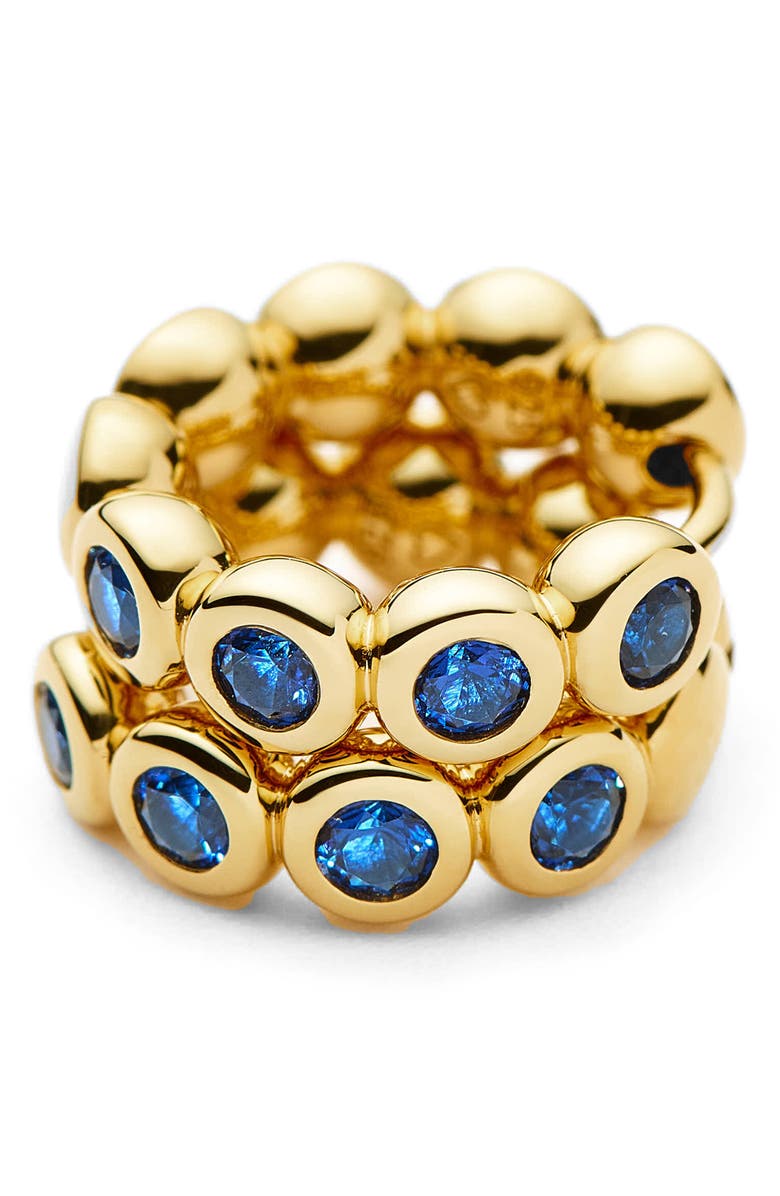 Missoma Small Tennis Hoop Earrings, Alternate, color, Gold/ Blue