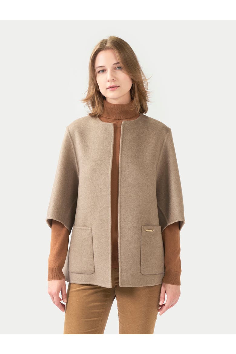 Patch Pocket Cashmere Poncho Jacket, Main, color, taupe