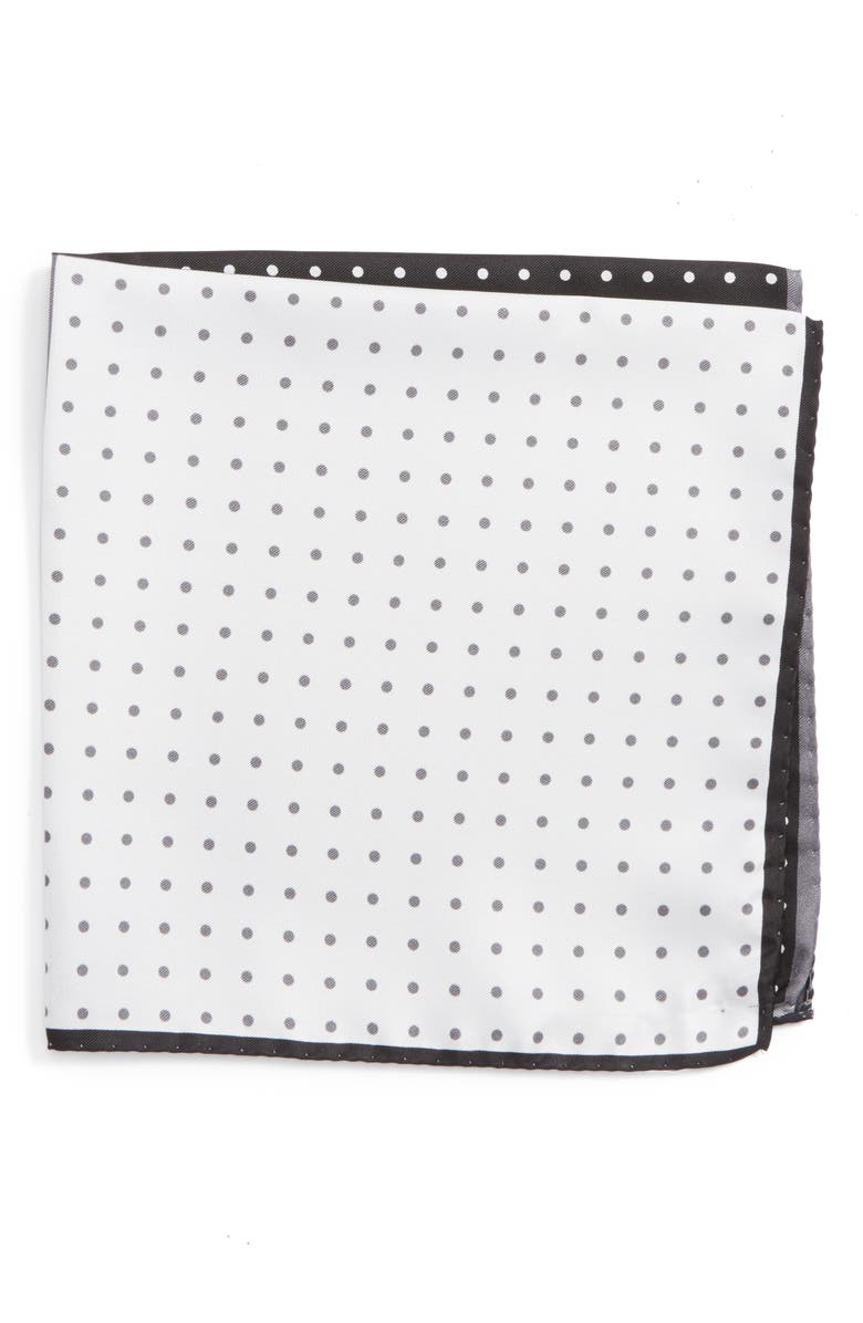 NORDSTROM MEN'S SHOP Nordstrom Four Panel Dot Silk Pocket Square, Main, color,